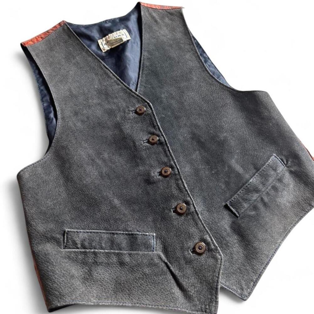 Vintage Suede Leather Western Waistcoat Vest S/M